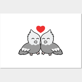 Grey Cockatiel Love Posters and Art